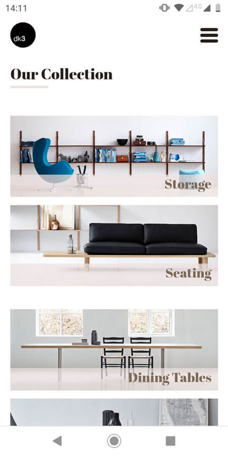 Redesign  mobile website dk3 collectie